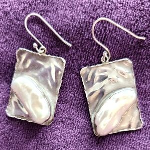 Hammered Sterling Silver Baroque Irregular handmade earrings